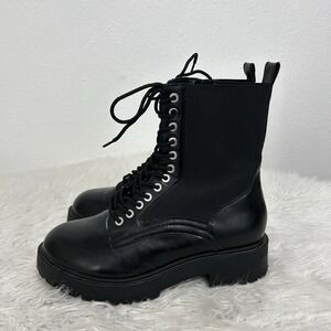 Torrid Black Lace Up Combat Boot WW Wide Width Lug Sole Women's Size 8.5 Goth